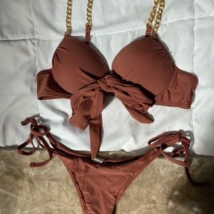 SHEIN swim suit with gold chain straps